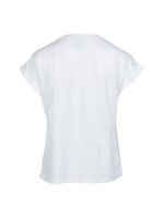 ryggen af kortærmet hvid t-shirt med print foran og rund hals. NÜ Yanisa Tee PHOTO Creme 8350-52