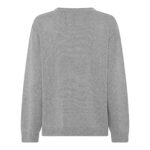 ryggen af grå strik med lille sort broderes HUMBLE logo foran. Humble JazzHbs pullover Light grey melange