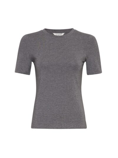 basic grå kortærmet t-shirt med rund hals. MOSS Copenhagen MSCHBetrina O SS Tee MGM