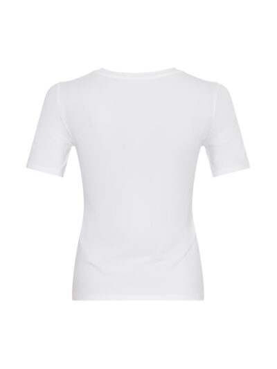 ryggen af basic hvid kortærmet t-shirt med rund hals. Moss Copenhagen MSCHBetrina O SS Tee Bright White