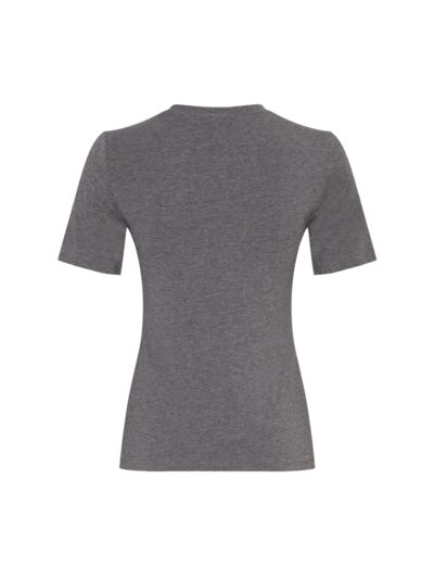 ryggen af basic grå kortærmet t-shirt med rund hals. MOSS Copenhagen MSCHBetrina O SS Tee MGM