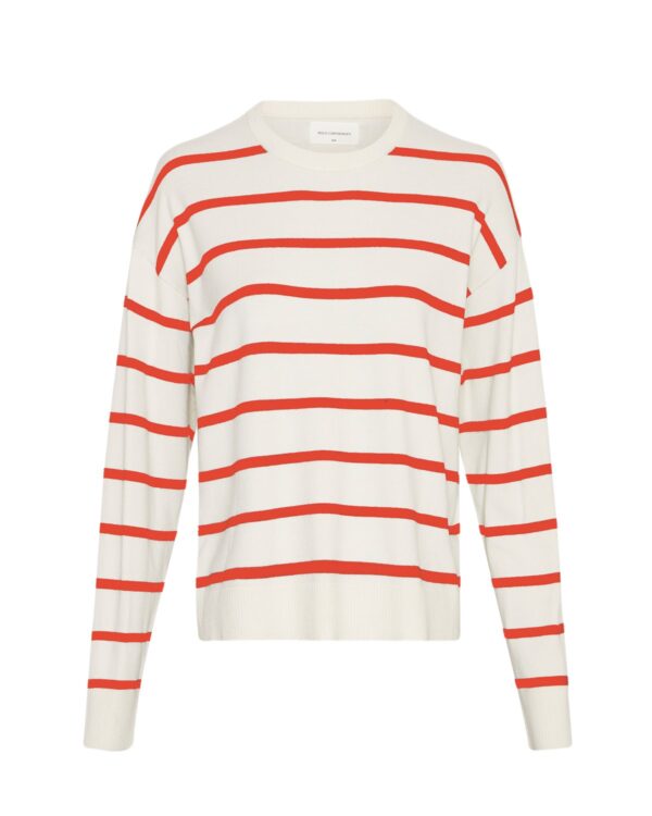 langærmet stribet pullover i hvid og rød MOSS Copenhagen MSCHMaura Rachelle Pullover STP