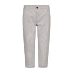 stribet beige bukser med lille forskudt slids på buksebenet. Freequent Simply Taupe w Star Off-white FQREX-CAPRI