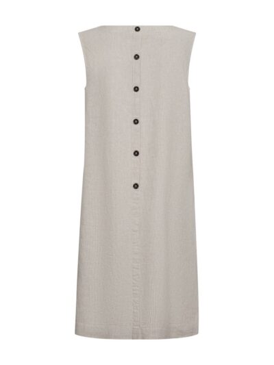 beige kjole uden ærmer med rund hals og knappelukning på ryggen. Freequent Simply Taupe w Off-white FQLAVA-DRESS