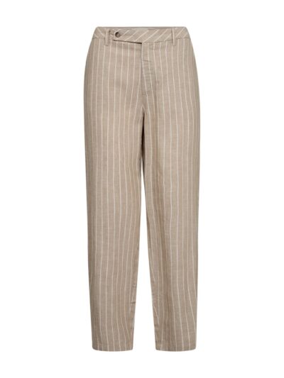 beige bukser med tynde hvide striber. Freequent Sand Off-white FQLAVEGA-PANTS