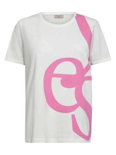 hvid t-shirt med pink mønster Freequent Star off-white w Fuchsia Pink FQFENJAL-TEE