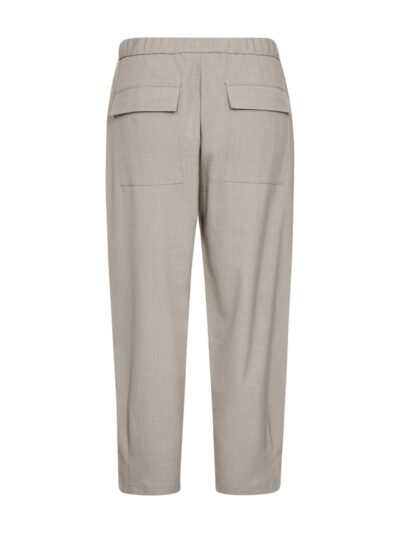 bagpå beige bukser med elastik i taljen og smalle bukseben. Freequent Simply Taupe Mel FQSWIFT-PANTS