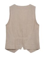 ryggen f beige vest med v-hals og knappelukning foran Freequent Sand melange FQLAVA-WAISTCOAT