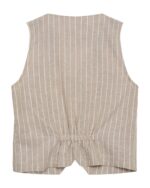 ryggen af stribet beige vest med v-hals og knapper foran. Freequent Sand mel w. Star Off-white FQLAVEGA-WAISTCOAT