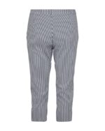 bagpå blå stribet bukser med lille forskudt slids på buksebenet. Freequent Navy Blazer Star Off-white FQREX-CAPRI