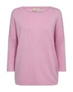 lyserød strik med 3/4 ærmer i rib. Freequent Lilac Sachet FQJONE-PU