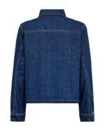 ryggen af blå denimjakke med 2 brystlommer og knaplukning. Freequent FQRINNA-JACKET denim