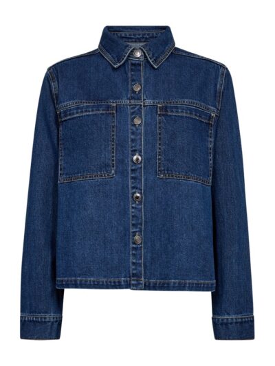 blå denimjakke med 2 brystlommer og knaplukning. Freequent FQRINNA-JACKET denim