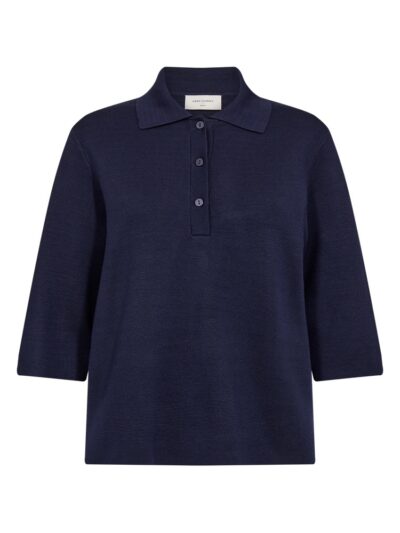 blå t-shirt med skjortelook og halvlange ærmer. Freequent FQANI-PULLOVER Navy Blazer