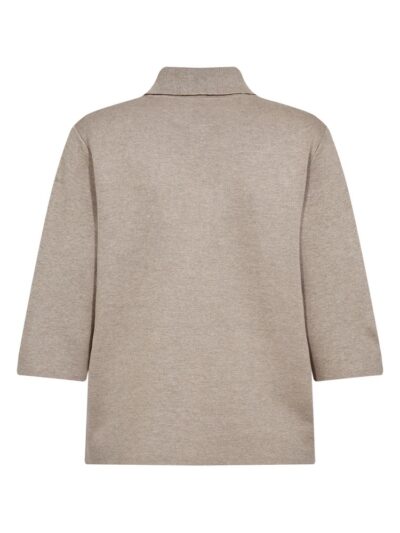 ryggen af beige t-shirt med skjortelook og halvlange ærmer. Freequent FQANI-PULLOVER Simply Taupe Mel