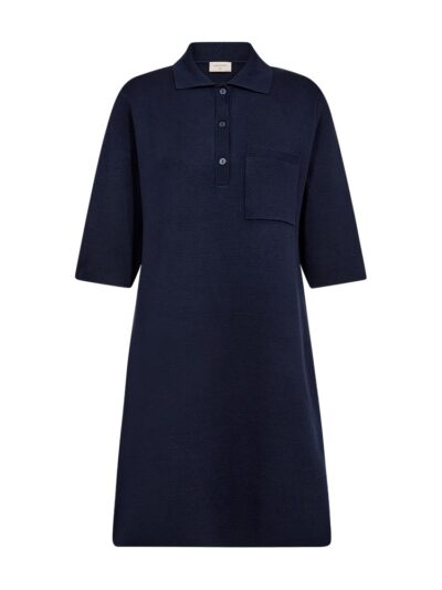 kort blå kjole med krave, knaplukning på brystet og halvlange ærmer. Freequent FQANI-DRESS Navy Blazer