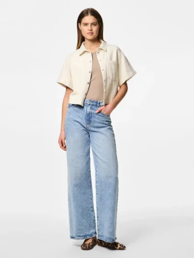 PIECES PCSAVANNA SS DENIM SHIRT | Raw Cotton