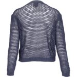 ryggen af navy blå cardigan med hullet design og knaplukning. NÜ Yadira cardigan knit Navy