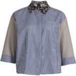 mønstret skjorte med striber og leopardmønster. NÜ Zee Shirt Blue mix