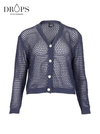 navy blå cardigan med hullet design og knaplukning. NÜ Yadira cardigan knit Navy