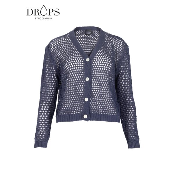 navy blå cardigan med hullet design og knaplukning. NÜ Yadira cardigan knit Navy