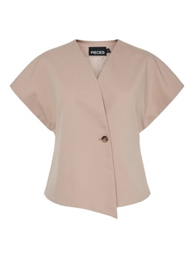 PIECES Silver Mink V-Neck Vest | PCFAMI