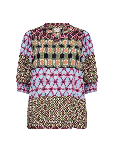 kortærmet mønstret bluse i mange farver. Wasabi WA-MELIKA 1 Bluse Wild Rose Combi