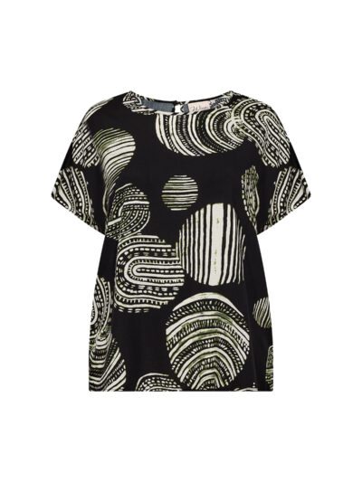 mønstret t-shirt med korte ærmer og rund hals. Wasabi WA-MEDINE 1 T-shirt Black Combi
