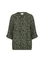 grøn skjortebluse med 3/4 ærmer og leopardmønster. Wasabi WA-MELINA 2 Bluse Thyme Combi