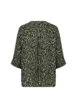 ryggen af grøn skjortebluse med 3/4 ærmer og leopardmønster. Wasabi WA-MELINA 2 Bluse Thyme Combi