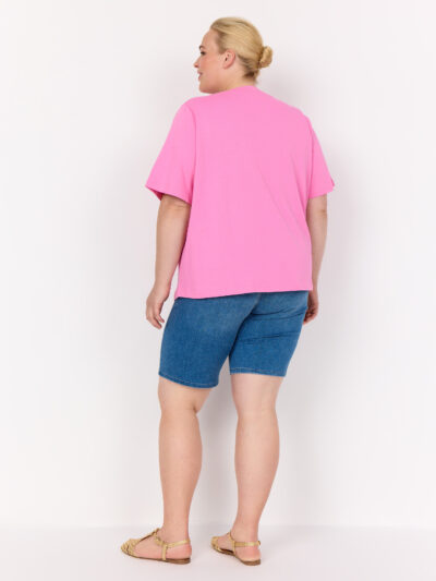 ryggen af model med pink t-shirt med korte ærme tog rund hals Wasabi WA-VERONA 1 T-shirt Wild Rose