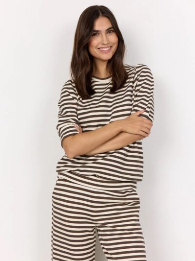 Soyaconcept SC-BARNI 44 stribet bluse | Brun/Beige