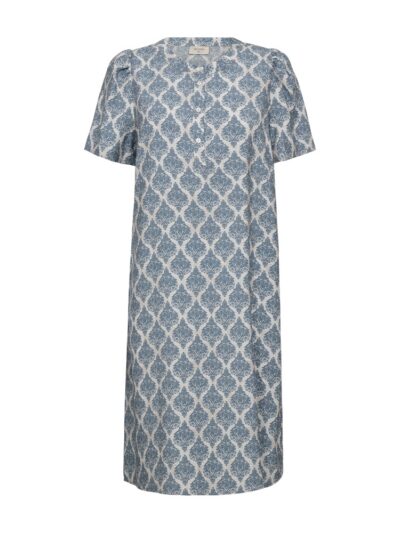 kortærmet mønstret blå kjole Freequent FQABY-DRESS Star Off-white China Blue
