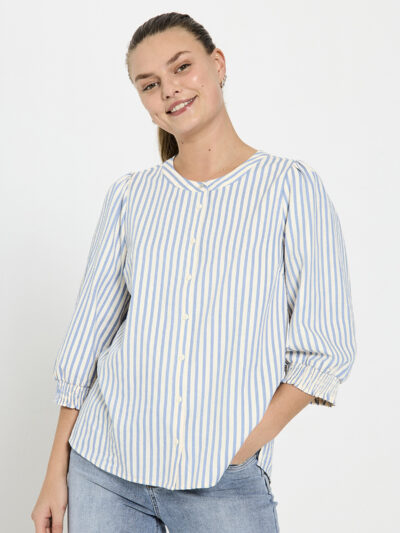 Freequent Chambray Blue w. Star Off-white | FQABY-SHIRT