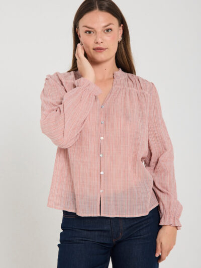 model med bluse Freequent FQHELLY-BLOUSE Moonbeam w. Baked Apple