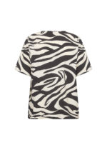 ryggen af kortærmet zebra t-shirt med v-hals. Wasabi WA-LUANA 1 Bluse Black Combi