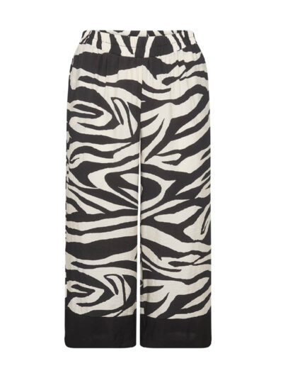 bukser med zebraprint og brede sorte kante spå buksebenene. Wasabi WA-LUANA 3 Bukser Black Combi