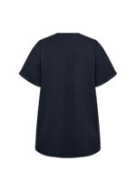 ryggen af kortærmet navy blå t-shirt med v-hals og diskret print på brystet. Wasabi WA-SABINA 51 T-shirt Navy