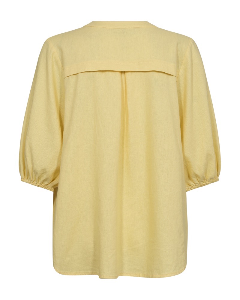 læg på ryggen af gul bluse med halvlange ærmer Freequent FQLAVA-BLOUSE Popcorn