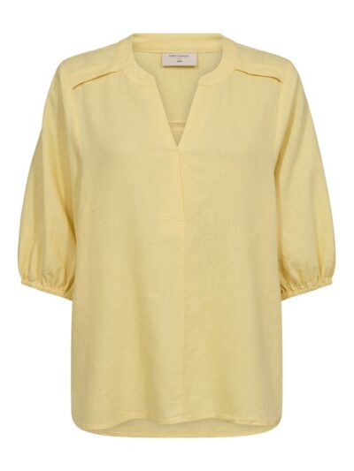 gul bluse med halvlange ærmer Freequent FQLAVA-BLOUSE Popcorn