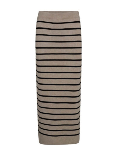 lang stribet nederdel Freequent FQANI-SKIRT Simply Taupe mel. w. Black