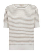 beige stribet strik me korte ærmer. Freequent FQDODO-PULLOVER Star Off-white w. Simply Taupe