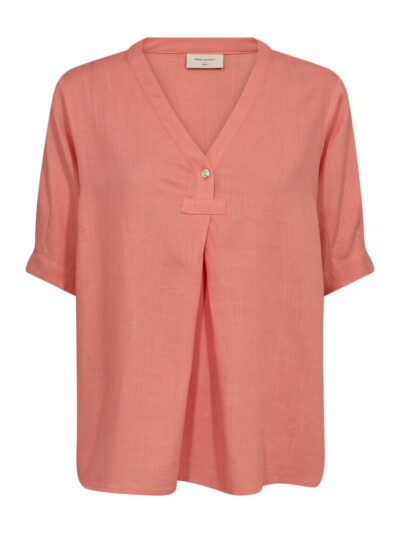 kortærmet coral bluse Freequent FQLARIN-BLOUSE Burnt Coral