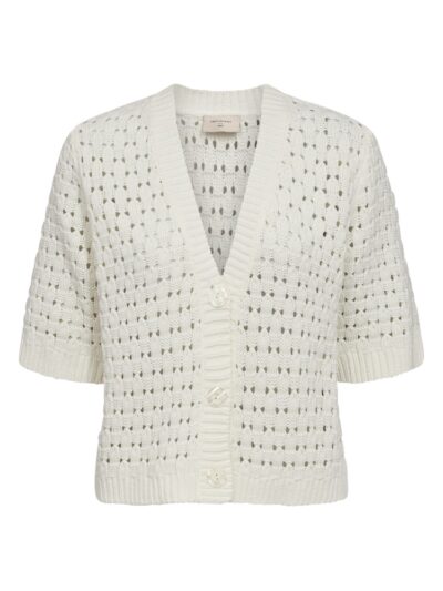 kortærmet hvid hullet cardigan Freequent FQFLOTTA-CARDIGAN Star Off-white
