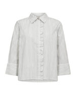 stribet skjortebluse med flæsekant over knaplukning. Freequent FQFIONA-SHIRT Star Off-White w. Salute