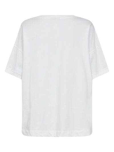 ryggen af hvid t-shirt med leo print foran. Freequent FQCAROL-TEE Star Off-white w. Black
