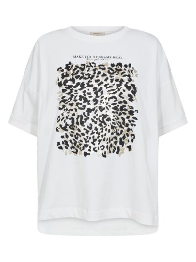 hvid t-shirt med leo print foran. Freequent FQCAROL-TEE Star Off-white w. Black