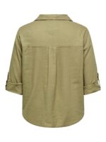 ryggen af brun hørskjorte ONLY Carmakoma CARYASMIN-CARO Shirt Elmwood