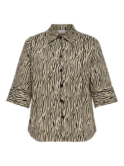 zenbra skjorte med knaplukning ONLY Carmakoma CARDEMILA Shirt Pumice Stone ZEBRA