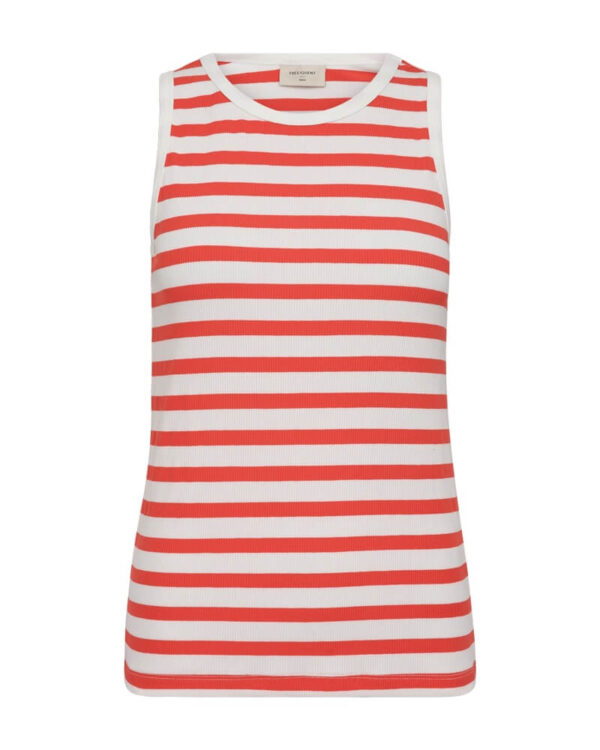 foran på rød stribet top Freequent FQEFFY-TOP Star Off-white w. Bittersweet